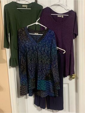 LOGO Lot of 4; 3 tops with 1 pair of crop pants